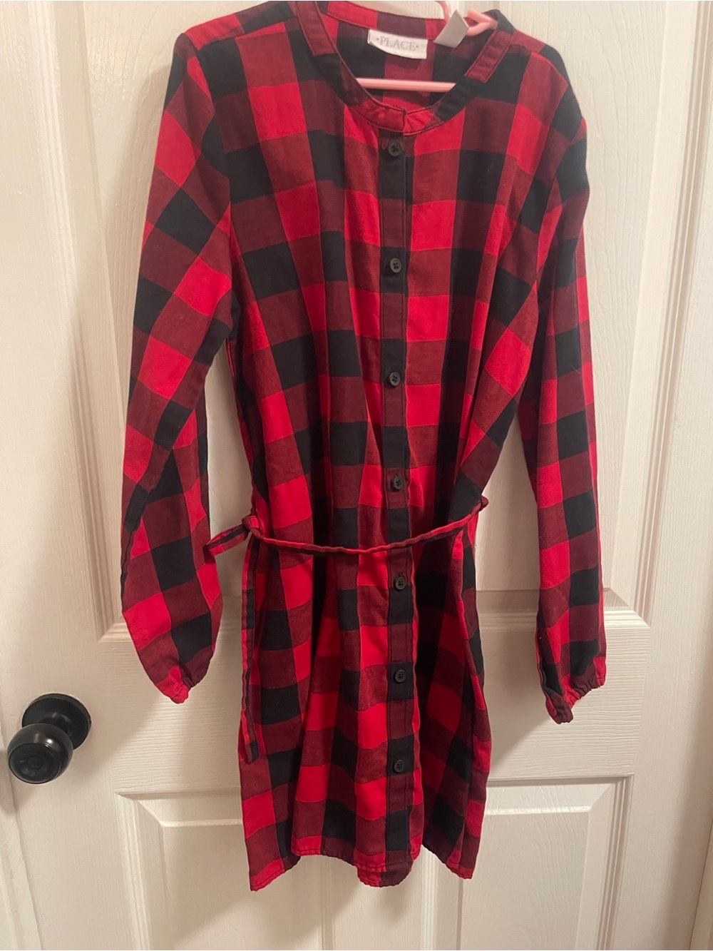 Place Red and Black Buffalo Plaid Button-Up Top